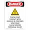 Signmission OSHA Danger Sign, Pinch Point Contact, 10in X 7in Aluminum, 7" W, 10" L, Portrait OS-DS-A-710-V-2452 - alternate 1